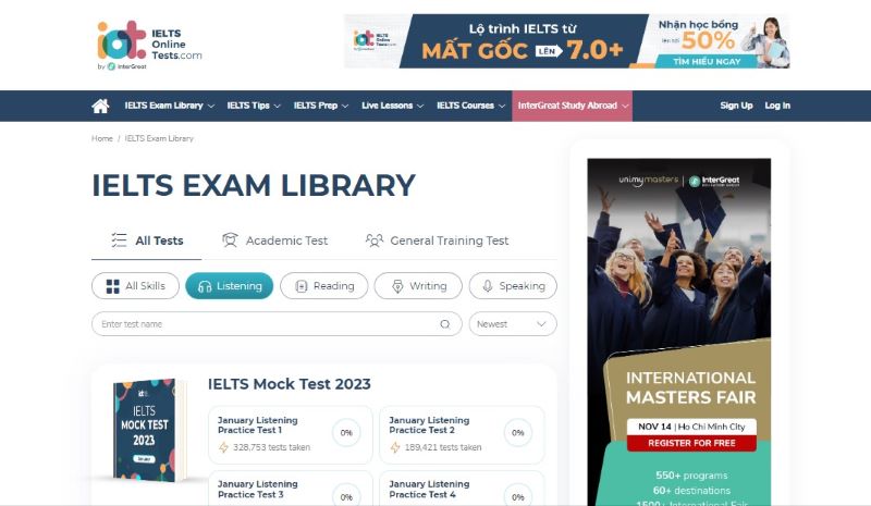 Trang web luyện thi IELTS Online Tests