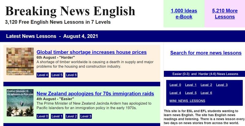 Luyện nghe IELTS Online qua trang web Breaking News English