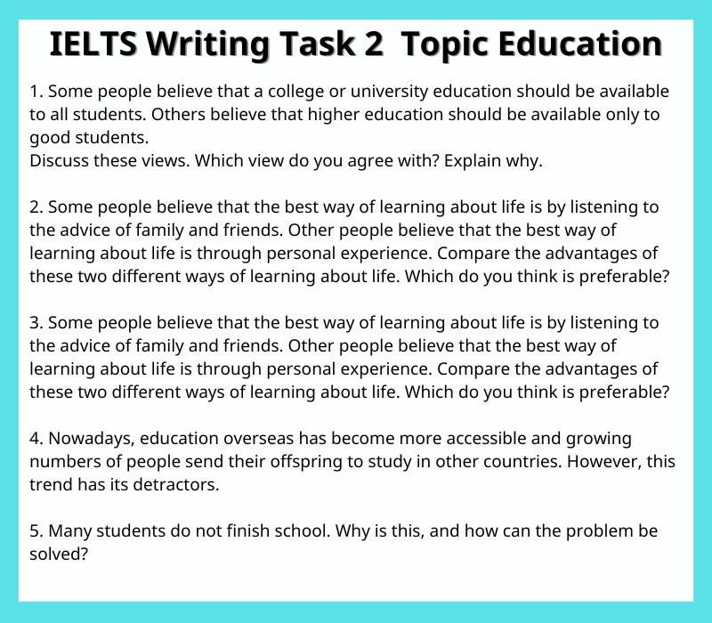 Các đề bài IELTS Writing Task 2 topic Education