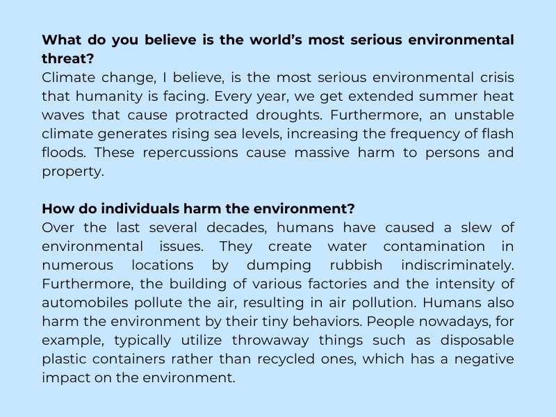 IELTS Speaking Part 3 - Environment