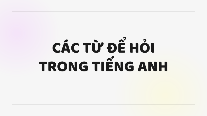 Các từ để hỏi