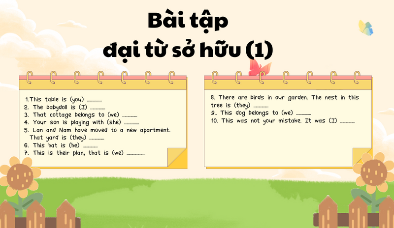 Bài tập đại từ sở hữu