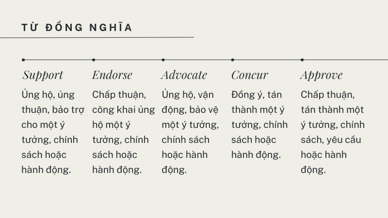 Từ đồng nghĩa với in favour of