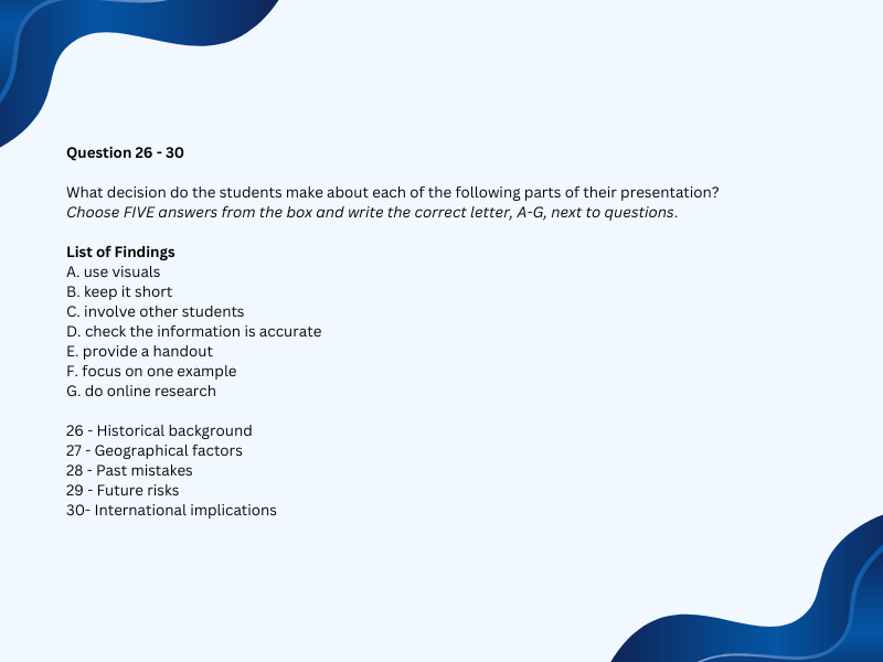 Question 26 - 30